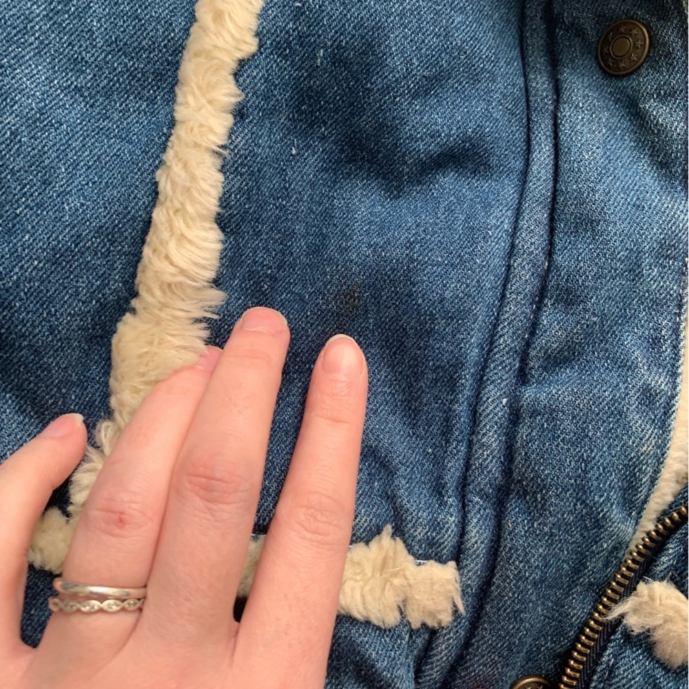 Big Chill Blue Denim vintage Jacket with Cream Faux Fur - Picture 6 of 13